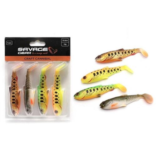 Savage Gear Craft Cannibal Paddletail 10.5 cm 12 gr Dark Water Mix